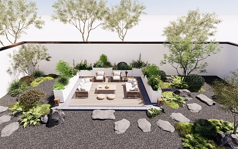 Modern courtyard landscape 3d model