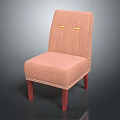 Stylish Pink Upholstered Single Sofa With Yellow Button Tufted Backrest And Red Wooden Legs