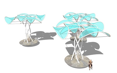 Modern Tensioned Membrane Special-shaped Membrane Pavilion Tensioned Membrane Structure Tensioned Membrane Corridor Curve 3d model