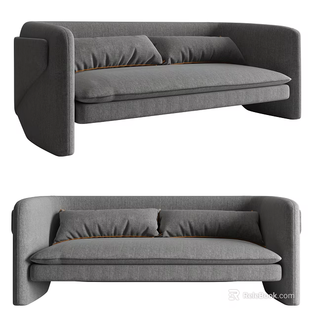 Modern Gray Multi Person Sofa With Plush Cushions And Sleek Design 3d model