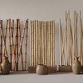 Log Bamboo Homestay Partition 3d model