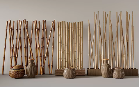 Log Bamboo Homestay Partition 3d model