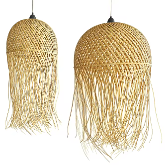 Quiet wind chandelier rattan chandelier bamboo chandelier hotel chandelier restaurant chandelier bar table chandelier bedside chandelier 3d model