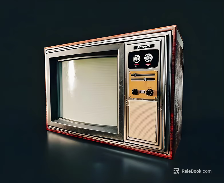 Vintage Television with Wooden Frame Knobs Control Panel and Retro Classic Design 3d model 