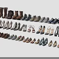 Diverse Collection of Women's and Men's Shoes Including Boots Sneakers High Heels and Flats
