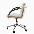 Modern Office Chair with Light Gray Fabric Wooden Armrests and Metal Casters