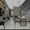 Modern Beauty Salon Interior Design With Comfortable Seats Decorative Paintings Green Plants And Wavy Walls