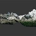 Garden Landscape Mountain Terrain Model With White Snow And Green Vegetation
