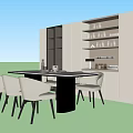 Dining Table and Chair Island Table Dining Table Island Table Round Table and Chair Tableware Sideboard Wine Cabinet Single Chair Decorations Planting 3d model