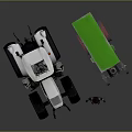 White Modern Tractor and Green Vintage Steam Tractor with Worker Figurine