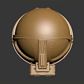 Golden Futuristic Weapon Helmet With Shiny Mechanical Structure And Sci Fi Design 3d model
