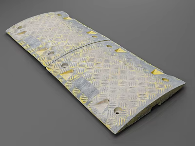 Road Safety Speed Bump With Diamond Pattern Yellow Edges And Mounting Holes 3d model