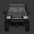 Gray Off-Road SUV With Roof Rack Orange Light Bar And Large Tires