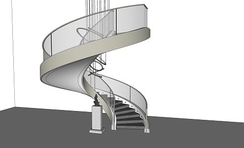 revolving glass staircase 3d model