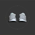 White Casual Sneakers With Velcro Straps And Green Logo On Tongue
