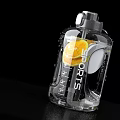 Daily Electrical Sports Water Bottle With Transparent Body Lemon Slices Handle And Measurement Marks