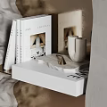 Modern Decorative Ornament Combination With Wooden Mirror Wall Vase Dried Branches Books And Candle