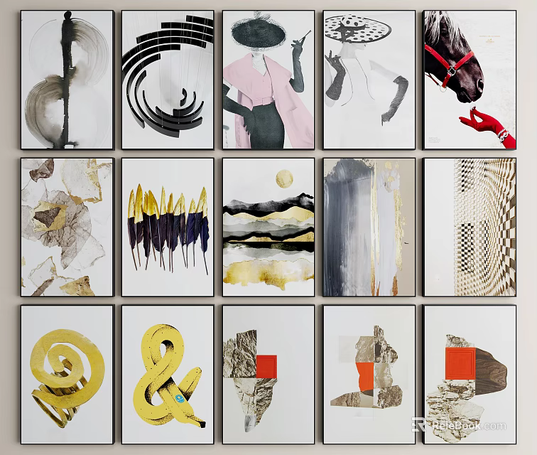Abstract Art Prints With Various Patterns Geometric Shapes And Modern Design 3d model 