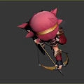3D Anime Style Game Character With Pink Hair Combat Outfit And Thigh Straps