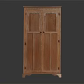 Traditional Wooden Two Door Wardrobe With Carved Top And Standing Legs