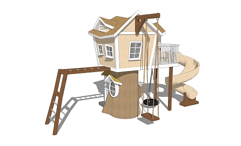 Children's Tree House Modern Slide 3d model