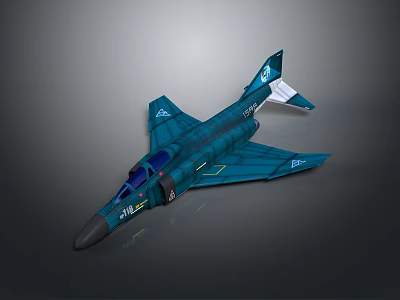Dark Blue Military Fighter Jet With Sleek Body And Number 718 Design 3d model