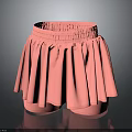 Pink Pleated Skirt With Elastic Waist And Flowy Hem Design For Women
