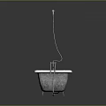 Freestanding White Marble Bathtub With Metal Legs Chrome Faucet And Drain Pipe On Dark Background