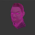 Detailed 3D Character Head Model With Red Hair Beard Green Collar And Serious Expression