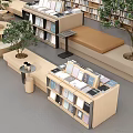 Minimalist Light Wood Table And Chair Combination For Comfortable Public Library Reading Space