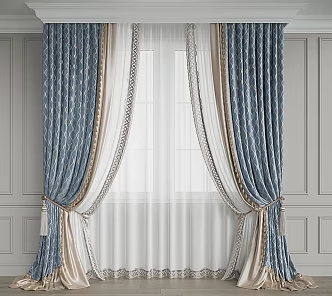 European Curtain Roman Curtain Fabric Curtain Screen Window 3d model