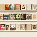 Neatly Arranged Books and Magazines on Shelves with Various Cover Designs