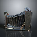 Vintage Folding Camera With Leather Bellows And Brass Accents On Dark Background