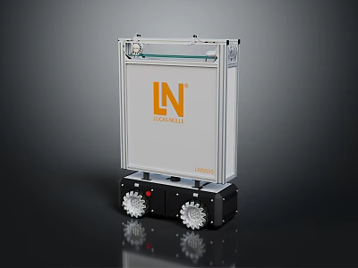 Industrial Equipment With Transparent Enclosure Orange LN Logo Black Base And Control Knobs 3d model