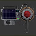 Futuristic Sci Fi Weapon With Metallic Body Red Glowing Tips And Solar Panel