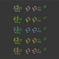 Vibrant Colorful Mixed Flower Plants Neatly Arranged With Reflections On Black Background