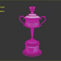 Silver Trophy Featuring Golden Top Decoration And Black Base With Golden Emblem
