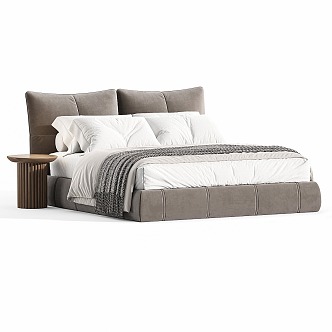 Double Bed Fabric Double Bed Italian Bed minotti Leather Bed 3d model