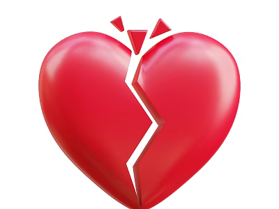 Artistic Heart Shaped Sculpture Carving With Red Broken Design And Detailed Texture 3d model