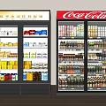 Summer Beverage Refrigerators With Coca Cola Drinks And Assorted Bottles Cans 3d model