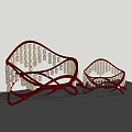 Art Installation Featuring Red Framework White Dots Two Different Sizes On Black Background 3d model