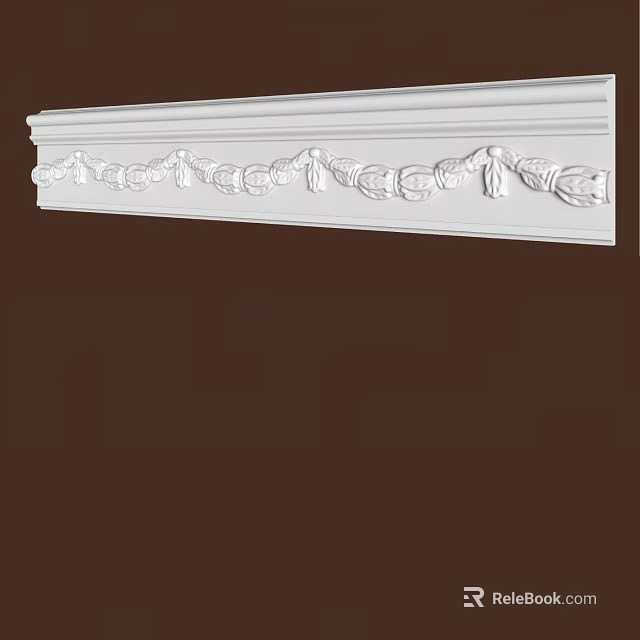 Elegant White Gypsum Cornice With Ornate Carved Patterns For Interior Decoration 3d model 