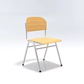 Modern Simple Office Chair With Wooden Seat Backrest And Metal Legs