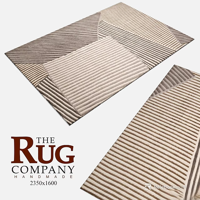Square Striped Rug in Neutral Tones by The Rug Company Textured Design 3d model 