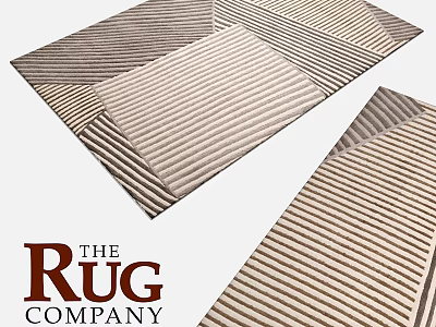 Square Striped Rug in Neutral Tones by The Rug Company Textured Design 3d model