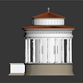 Elegant White Domed Classical Building With Red Roof Columns And Steps