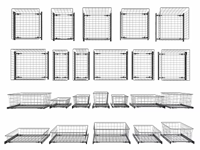 Various Sizes Wire Storage Baskets With Grid Design For Home Organization 3d model