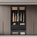 Modern Wardrobe Interior Design With Hanging Clothes Drawers And Storage Compartments 3d model