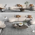 Modern Sofa Coffee Table Combination Curved Sofa Coffee Table Combination Leisure Chair 3d model