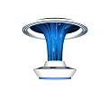 Modern Showcase Shelf Featuring Futuristic Blue Stream Design Round Top And White Base 3d model